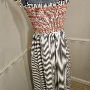 THML Blue and White Striped Dress with Red Accents